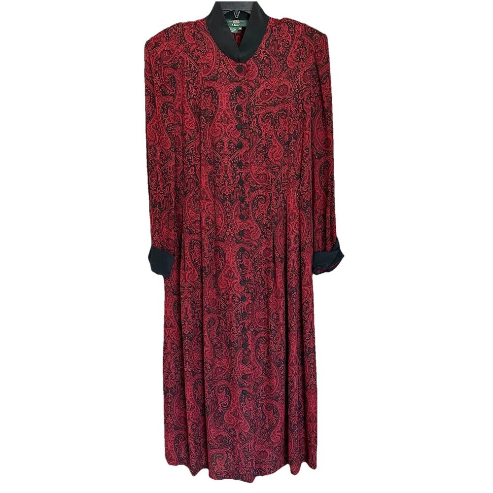 VTG Orvis Silk Dress 14 Edwardian Pleated Mandarin Neck Paisley Peasant Gothic